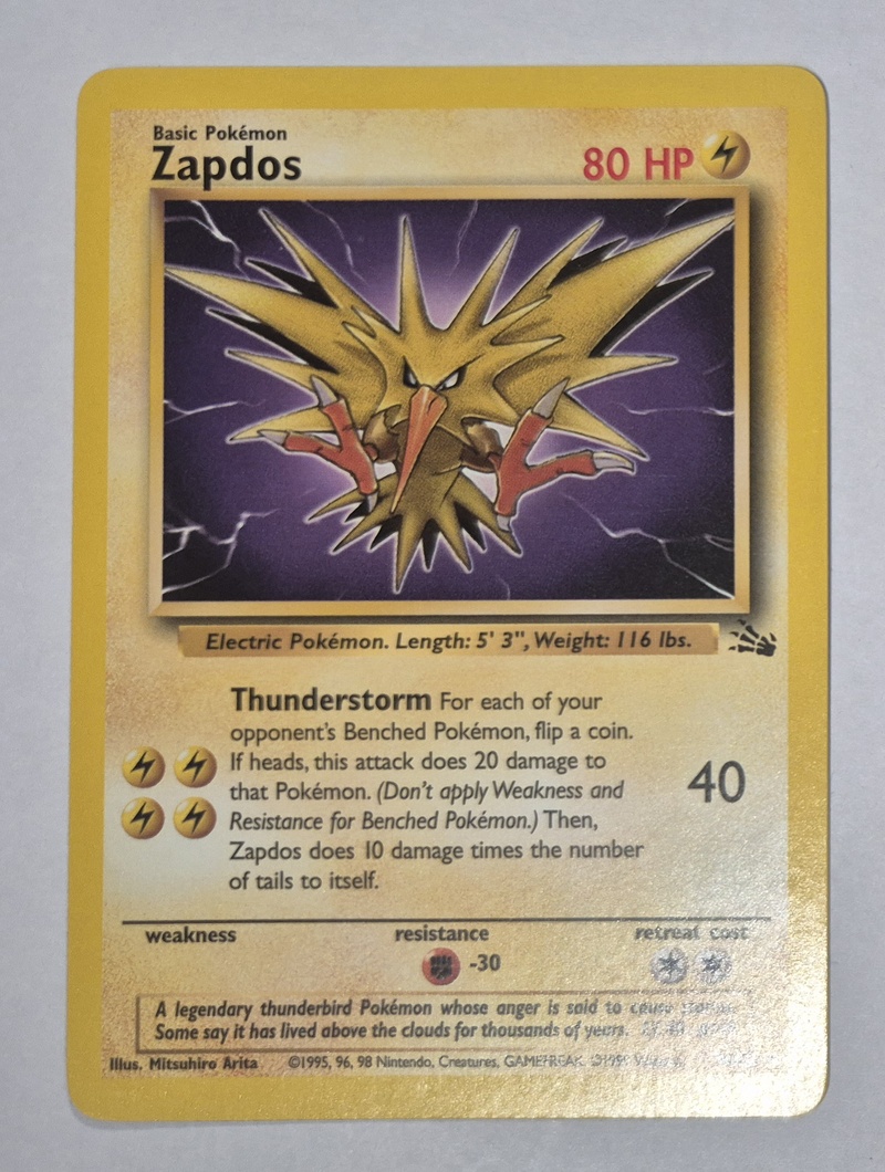 Zapdos carta pokemon set fossil.