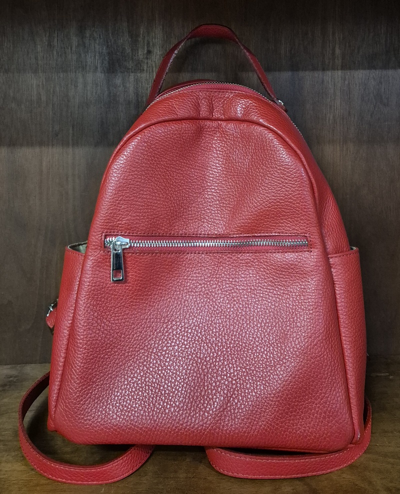 Zainetto Donna in Pelle Rosso Granato.